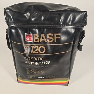 Vintage BASF T120 Chrome Super HG VHS  Cooler Bag Adjustable Strap